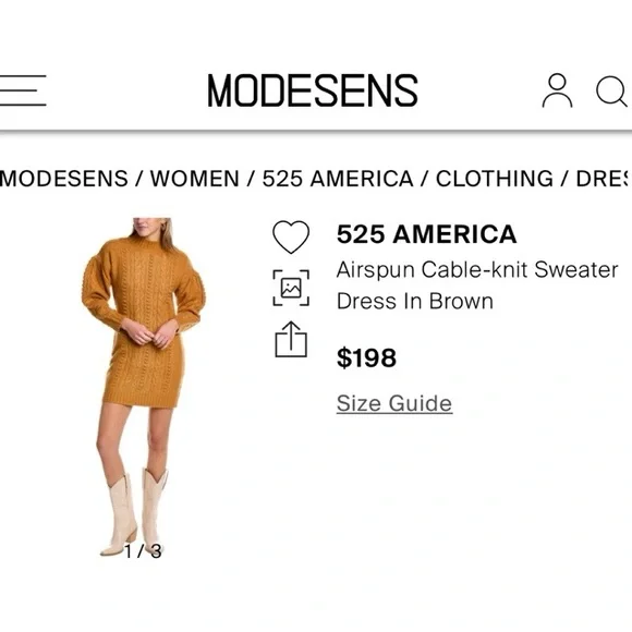 525 America Cable-Knit Sweater Dress- Size Small - Picture 2 of 5